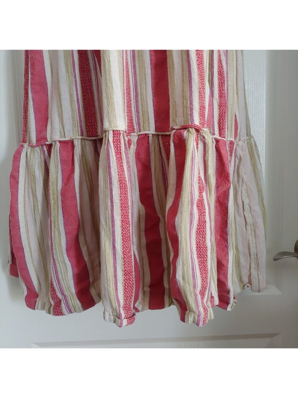 Faherty Lanai Tiered Stripe Tie Shoulder Cotton Blend Dress Layer Cottage M - Picture 8 of 12